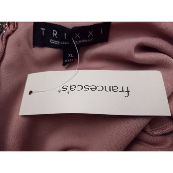 NWT Trixxi Francesca's Pink Shirred Fit & Flare Dress Sz XL Faux Wrap Shirred - Picture 10 of 10